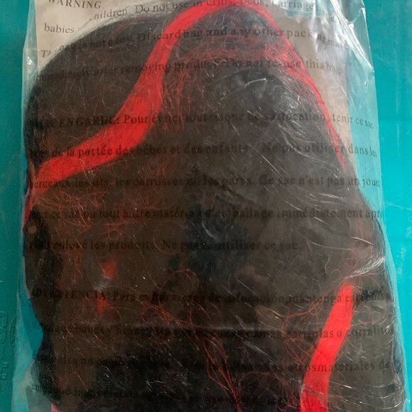 HALLOWEEN - NEW Wig Childrens Witch Wig Black & Red, long, straight, youth - Picture 3 of 7